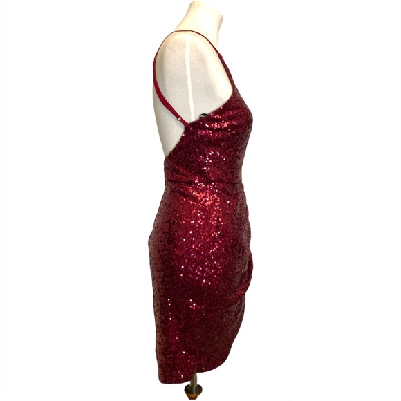Prom Dress B. Darlin Wine Sequined Dress Size 7/8 - Picture 3 of 4